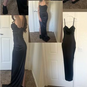 Black silk formal dress